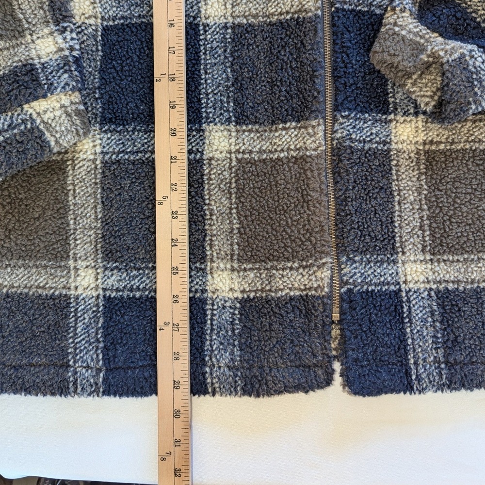 Tribal Sportswear Mens Plaid Sherpa Fleece Full Zip Jacket Blue Grey Gorpcore - Picture 3 of 6
